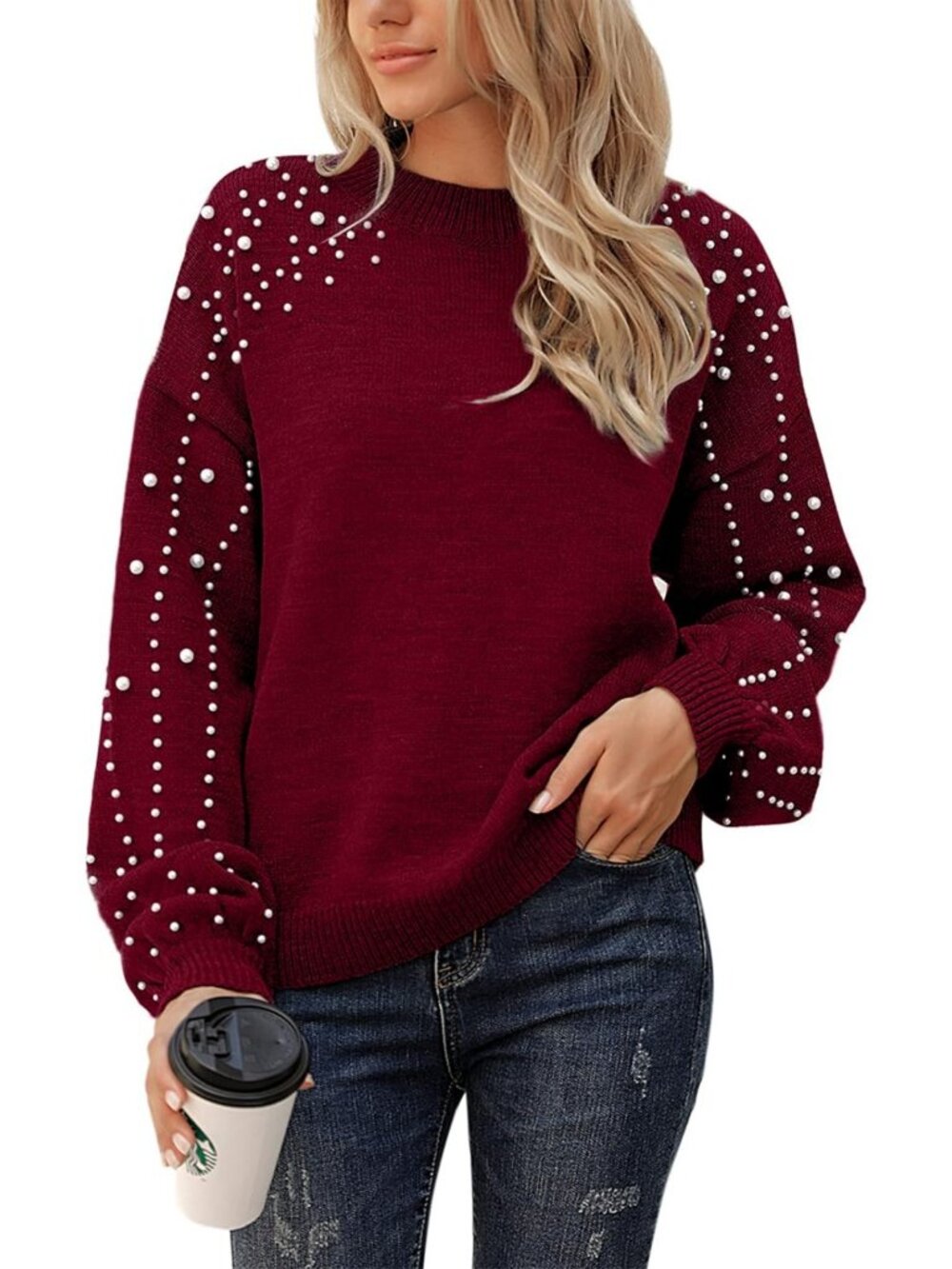 Cozy Oversized Chunky Sweater Sweatshirt Dressy Crewneck Top for Women